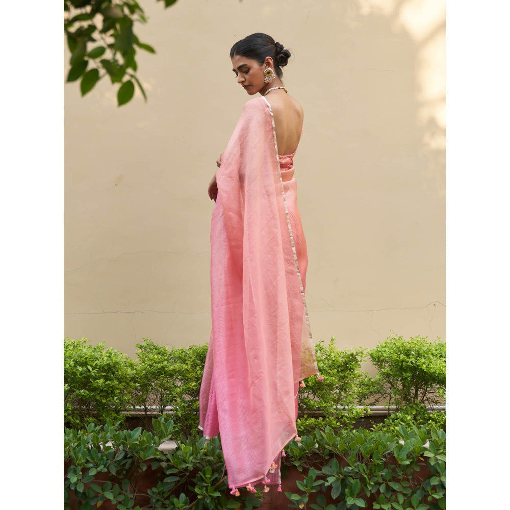 Five Point Five Urmi Pink Ombre Saree with Unstitched Blouse