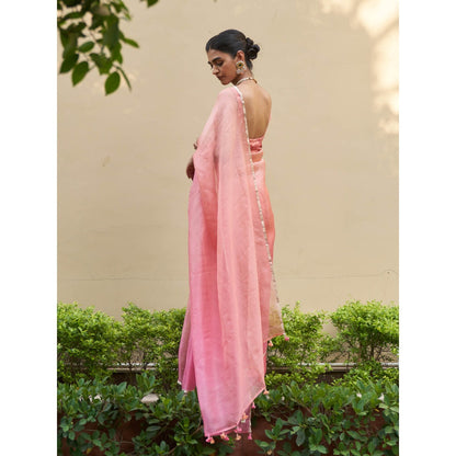 Five Point Five Urmi Pink Ombre Saree with Unstitched Blouse