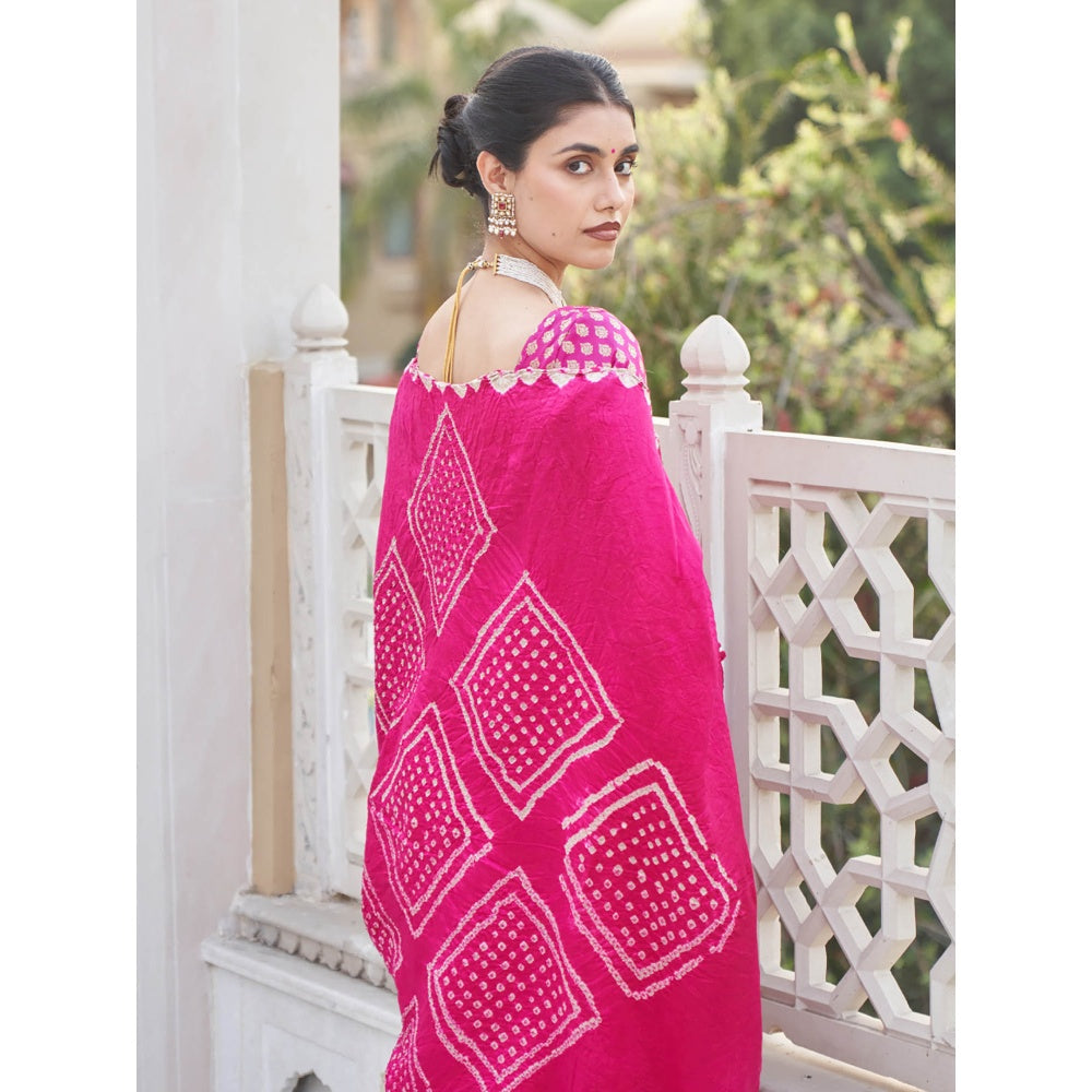 Five Point Five Nandini Pink Saree with Unstitched Blouse