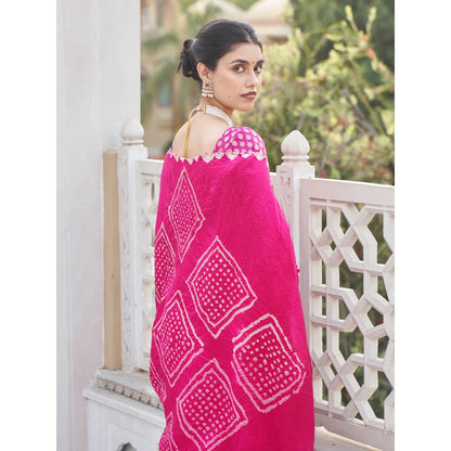 Five Point Five Nandini Pink Saree with Unstitched Blouse