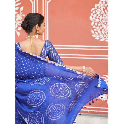 Five Point Five Nandini Blue Saree with Unstitched Blouse