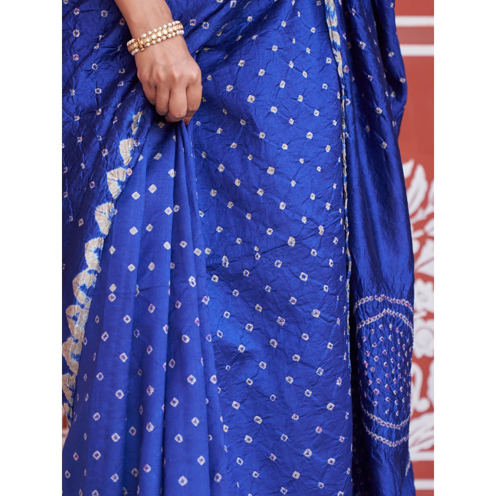 Five Point Five Nandini Blue Saree with Unstitched Blouse