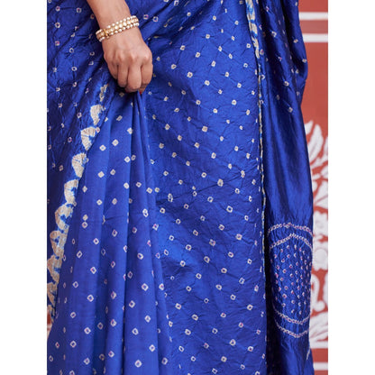 Five Point Five Nandini Blue Saree with Unstitched Blouse