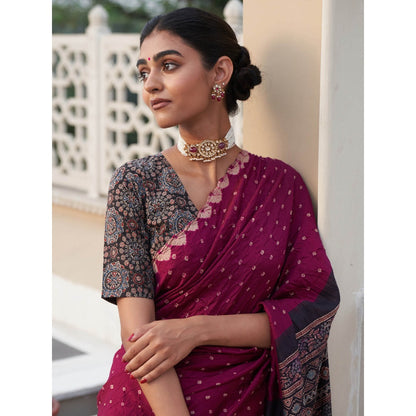 Five Point Five Parinita Purple Saree with Unstitched Blouse