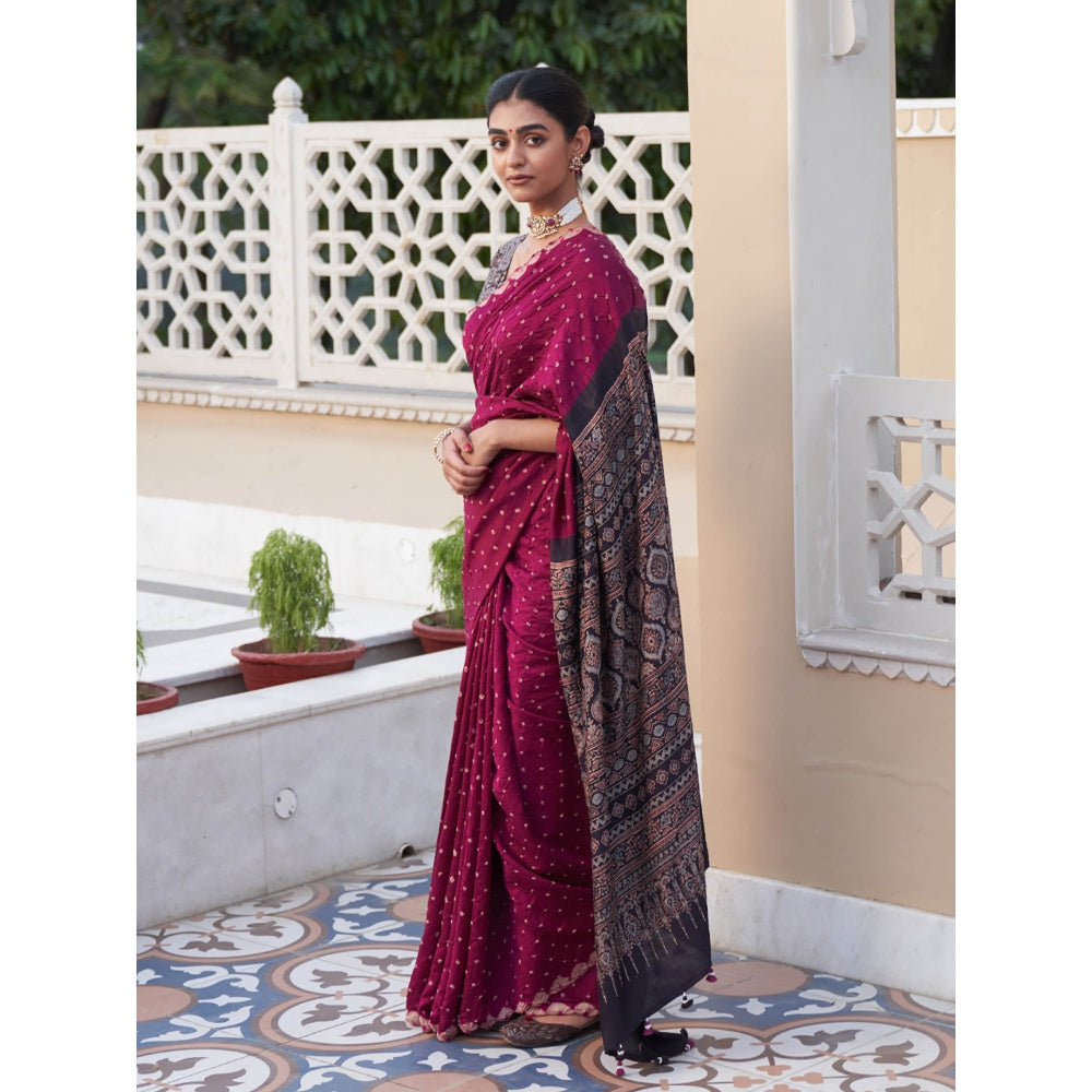 Five Point Five Parinita Purple Saree with Unstitched Blouse