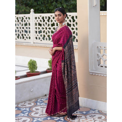 Five Point Five Parinita Purple Saree with Unstitched Blouse