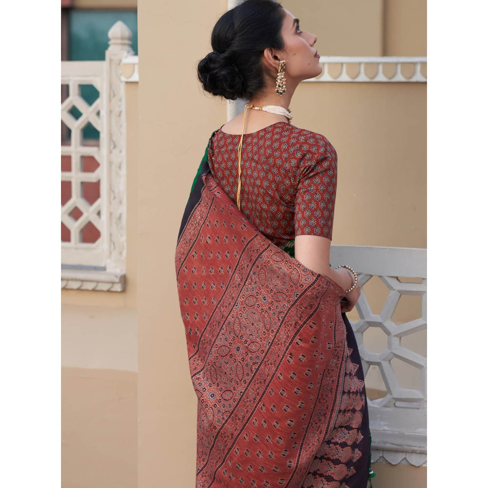 Five Point Five Revati Green Saree with Unstitched Blouse
