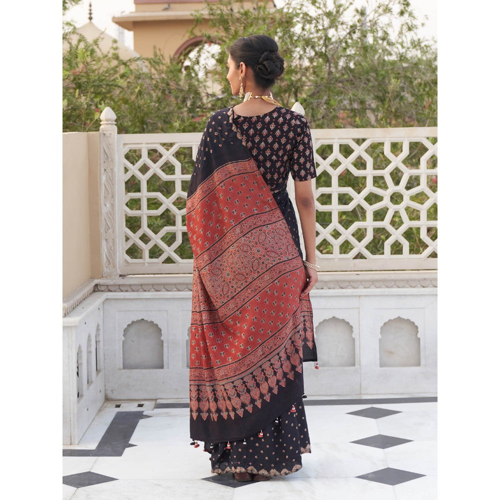 Five Point Five Revati Black Saree with Unstitched Blouse