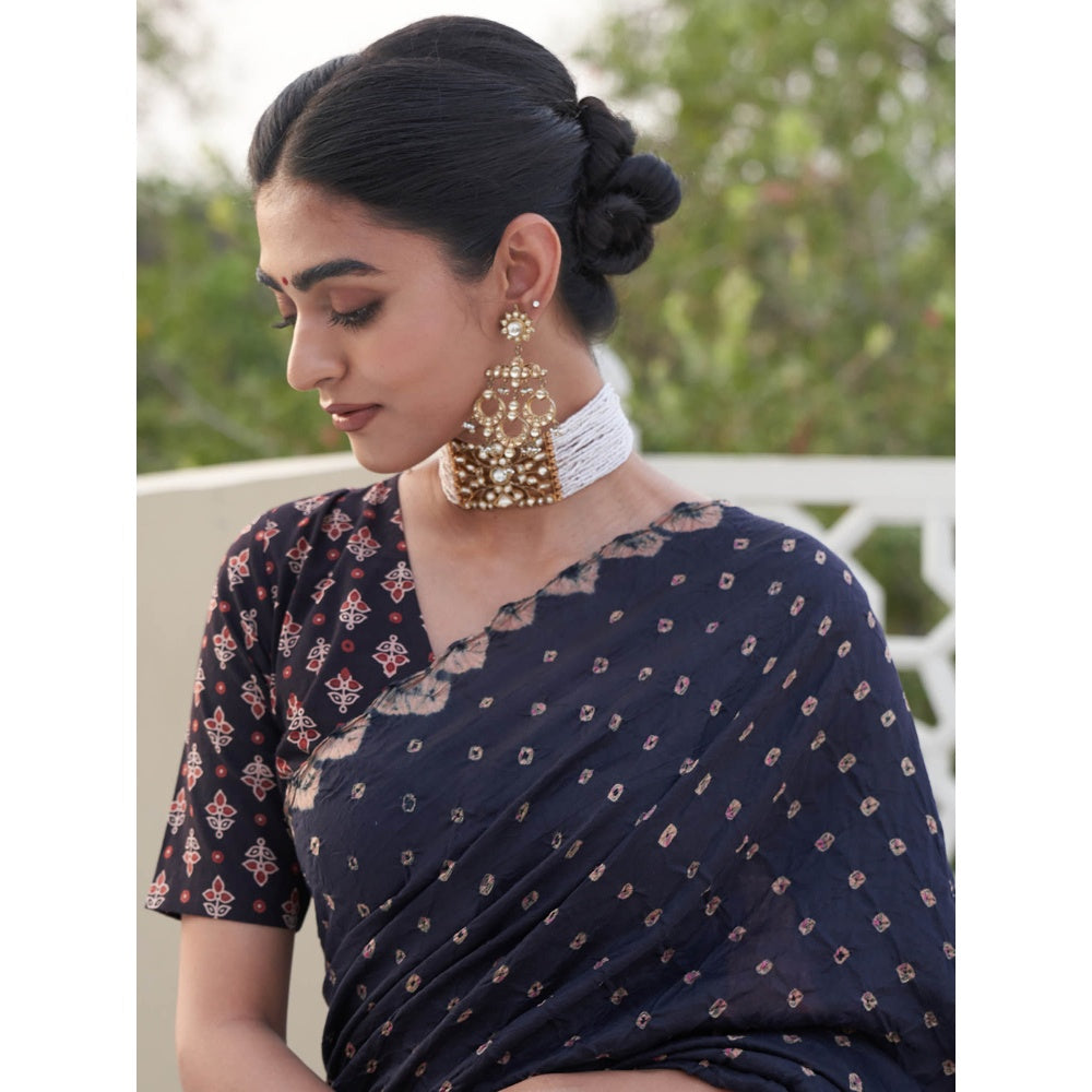 Five Point Five Revati Black Saree with Unstitched Blouse