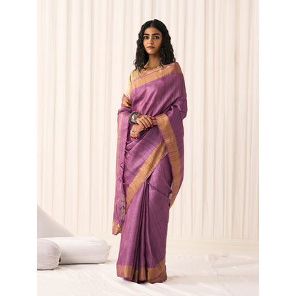 Five Point Five Women's Sandhya Purple Woven Saree with Unstitched Blouse