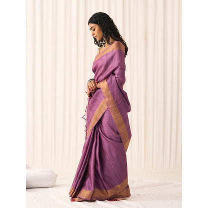 Five Point Five Women's Sandhya Purple Woven Saree with Unstitched Blouse
