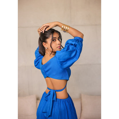 FORAM PATEL Electric Blue Tiered Maxi Dress