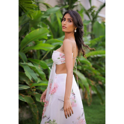 FORAM PATEL White Floral Printed Maxi Dress