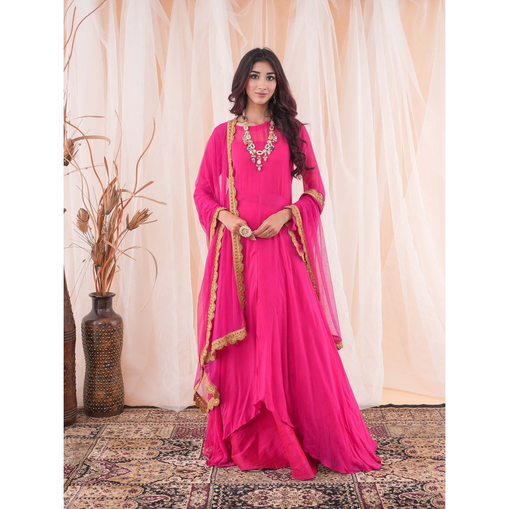 Farha Syed Anarkali Hot Pink Skirt (Set of 3)