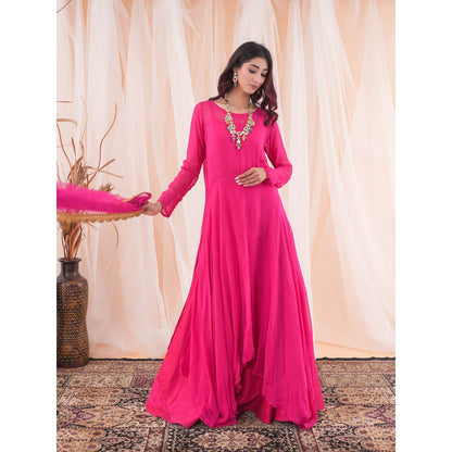 Farha Syed Anarkali Hot Pink Skirt (Set of 3)