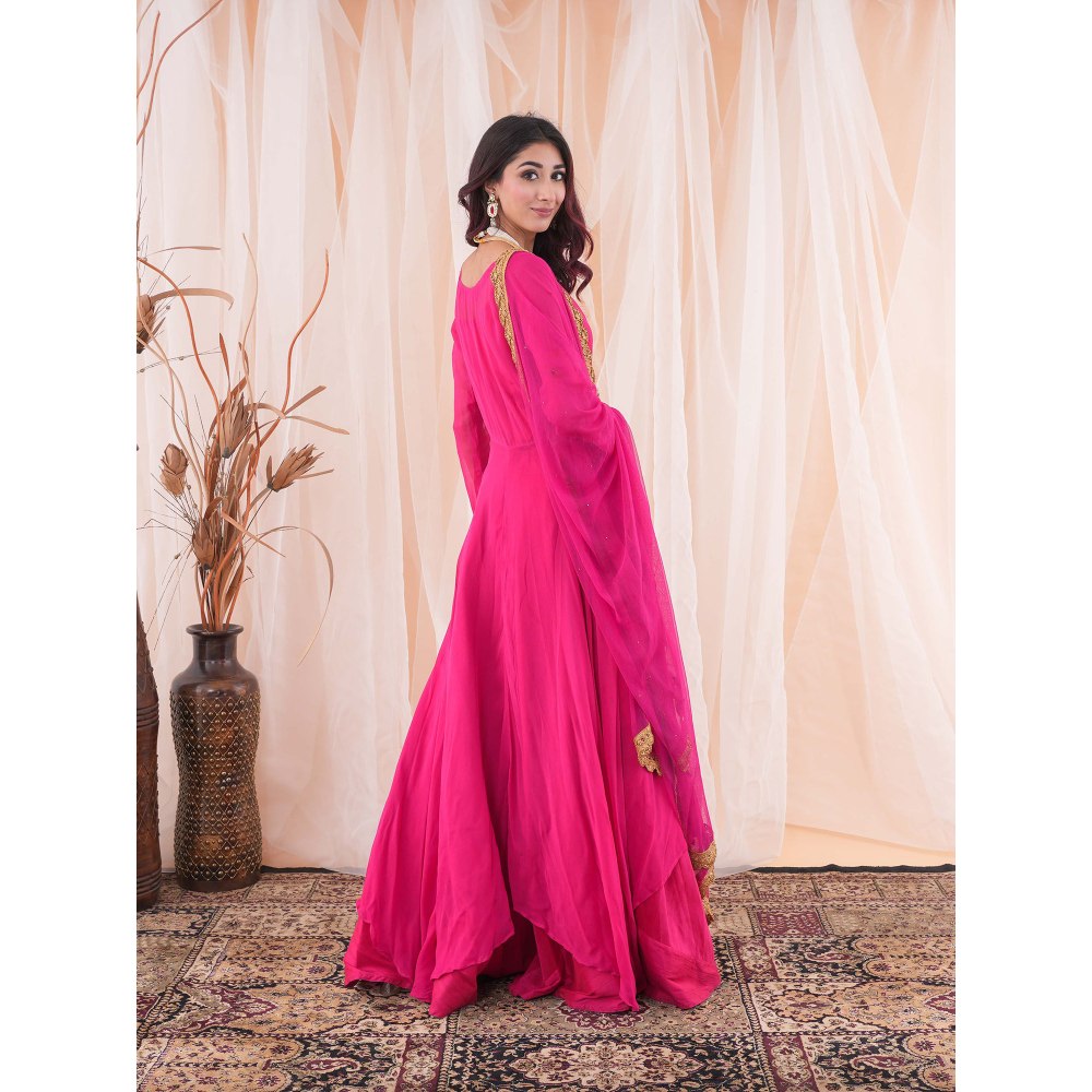 Farha Syed Anarkali Hot Pink Skirt (Set of 3)