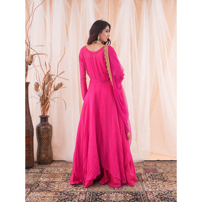 Farha Syed Anarkali Hot Pink Skirt (Set of 3)