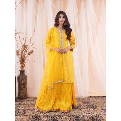 Farha Syed Yellow Kurta And Skirt (Set of 3)