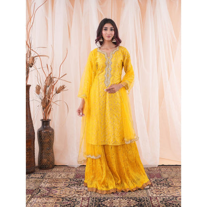 Farha Syed Yellow Kurta And Skirt (Set of 3)