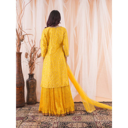 Farha Syed Yellow Kurta And Skirt (Set of 3)