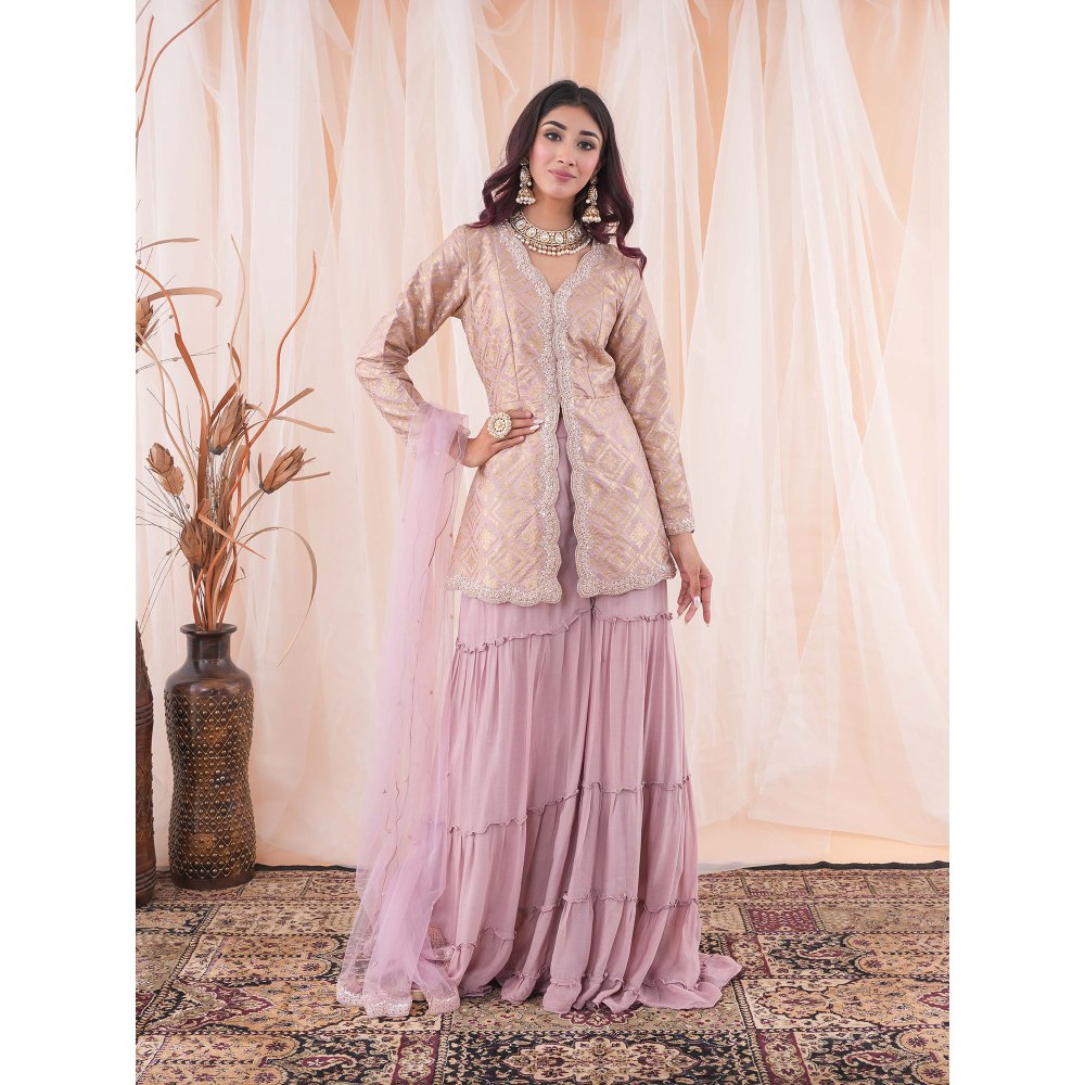 Farha Syed Lavender Peplum Sharara (Set of 3)