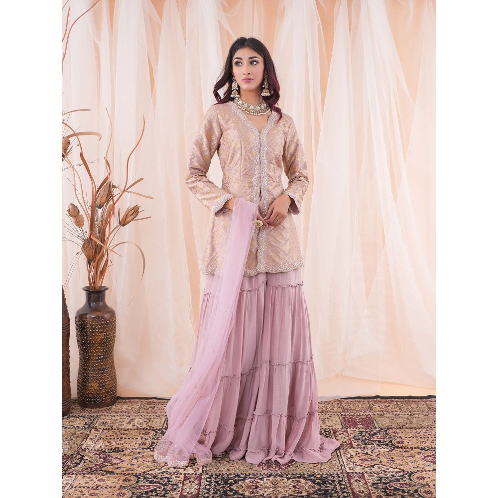 Farha Syed Lavender Peplum Sharara (Set of 3)