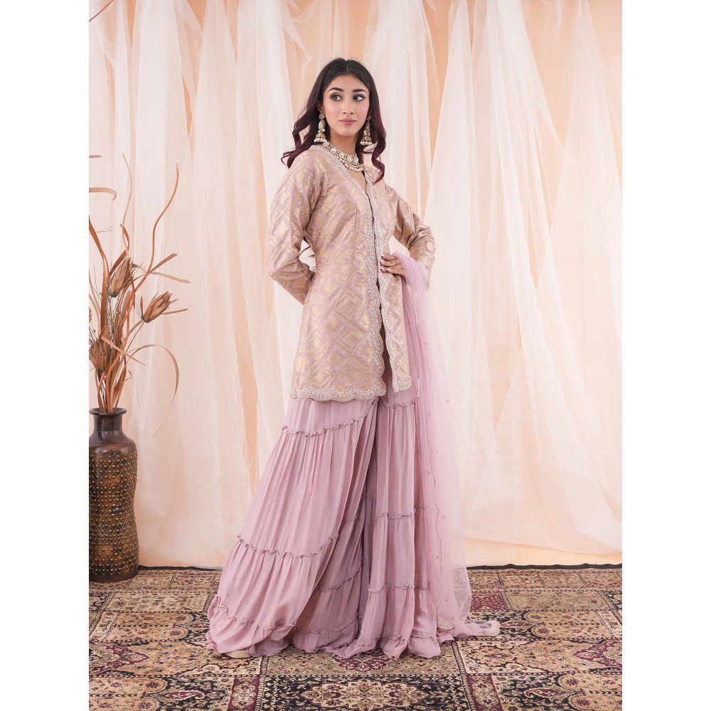 Farha Syed Lavender Peplum Sharara (Set of 3)