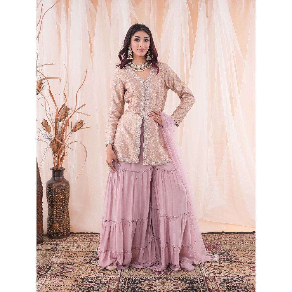 Farha Syed Lavender Peplum Sharara (Set of 3)