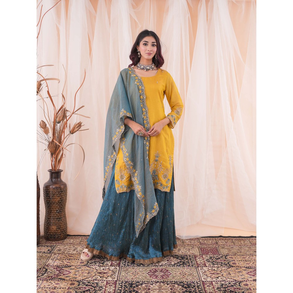 Farha Syed Multi Colour Kurta And Skirt (Set of 3)