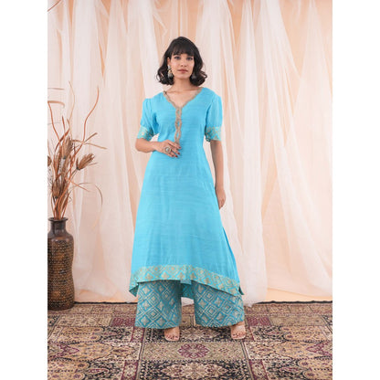 Farha Syed Teal Blue Kurta (Set of 3)