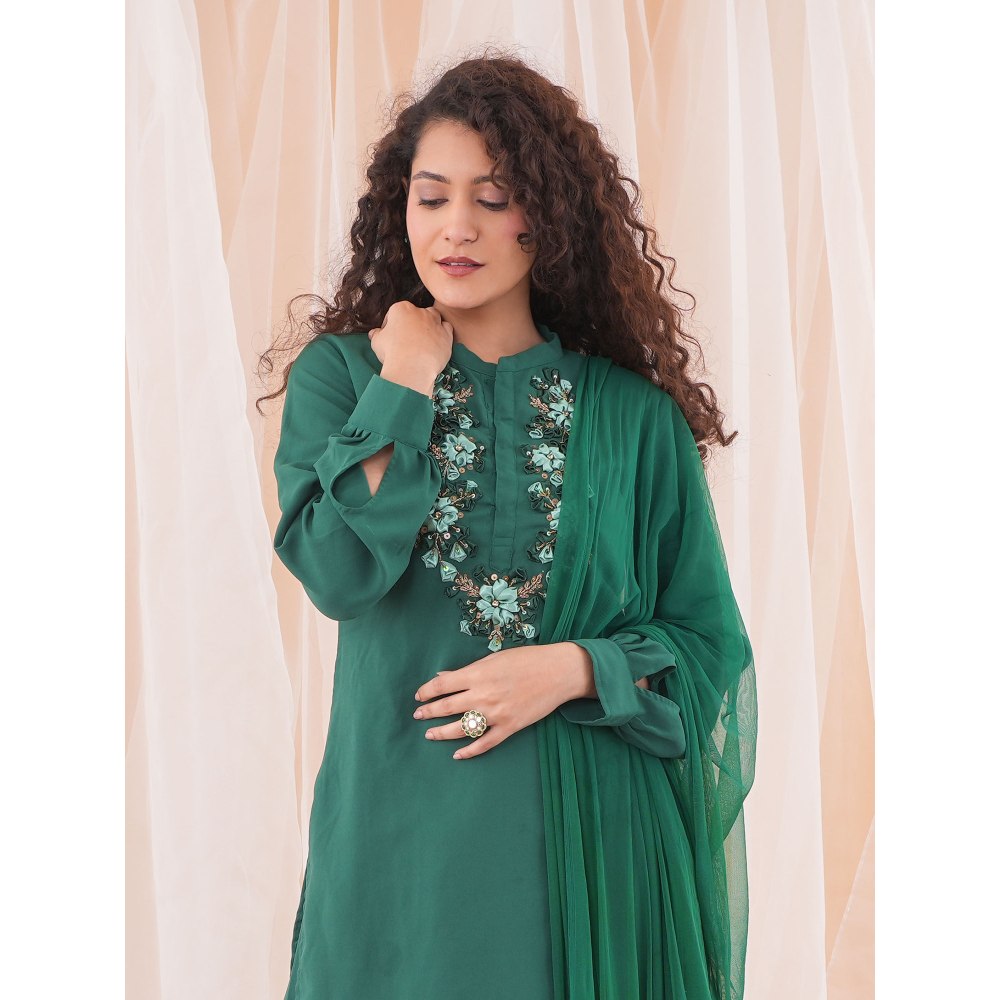 Farha Syed Green Sharara Kurta (Set of 3)
