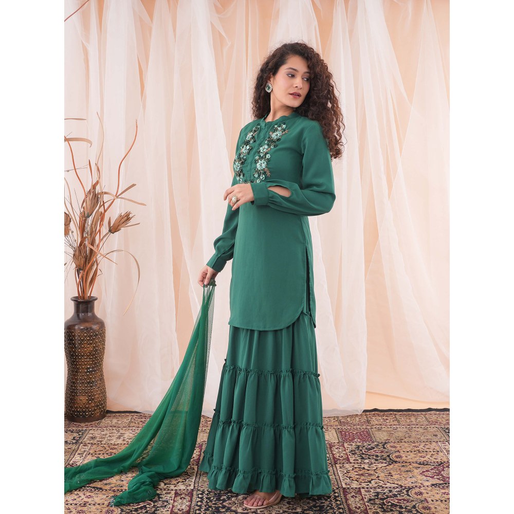 Farha Syed Green Sharara Kurta (Set of 3)