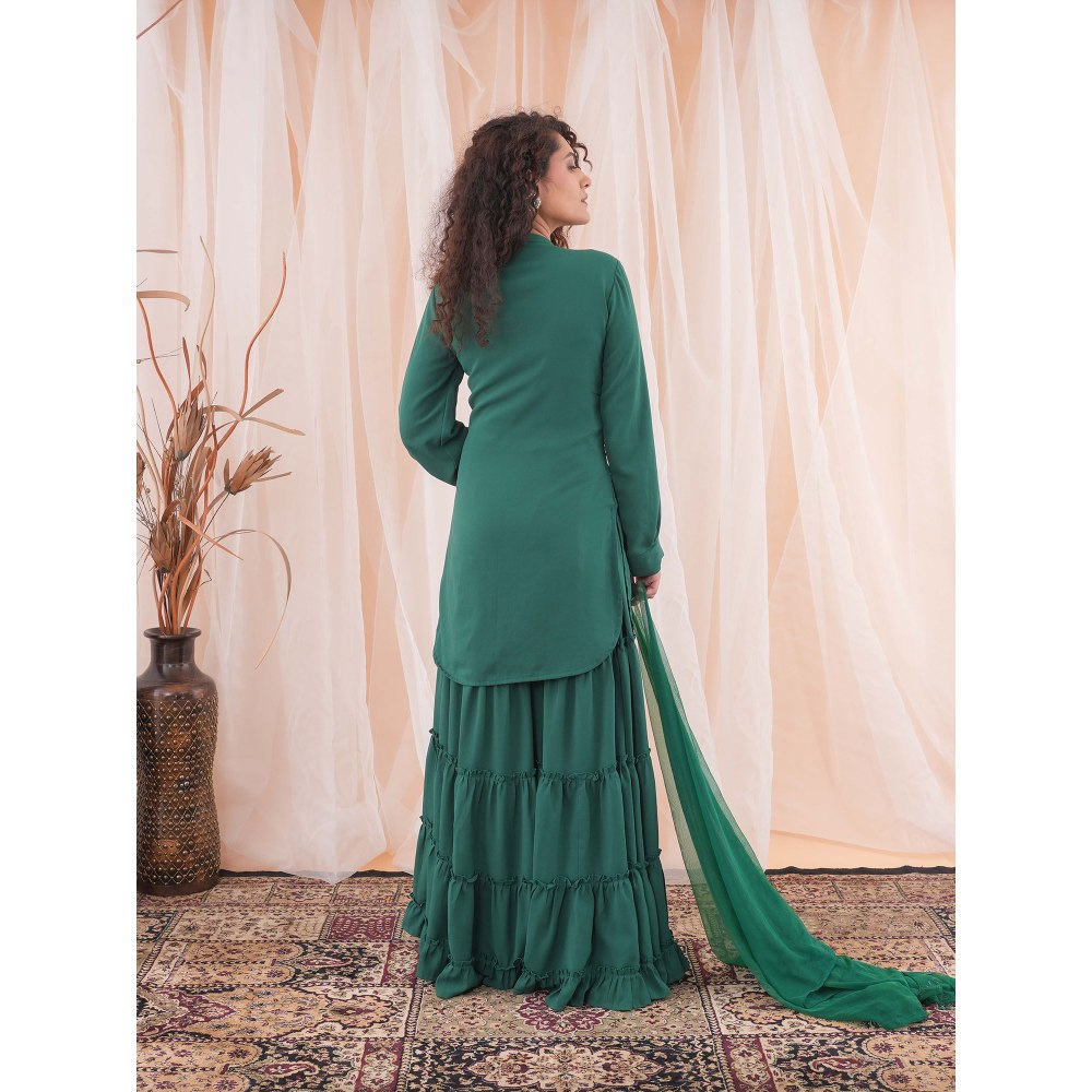Farha Syed Green Sharara Kurta (Set of 3)