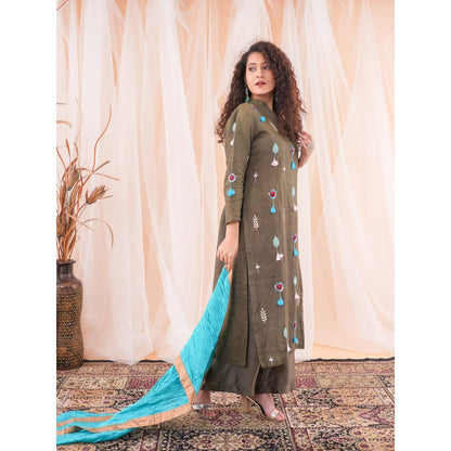 Farha Syed Brown Kurta (Set of 3)