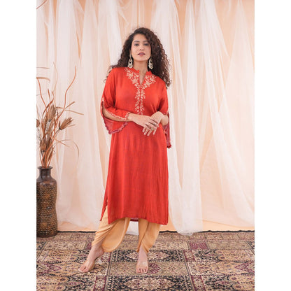 Farha Syed Red Dhoti (Set of 2)