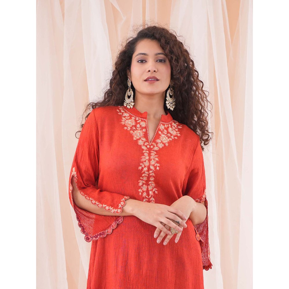 Farha Syed Red Dhoti (Set of 2)