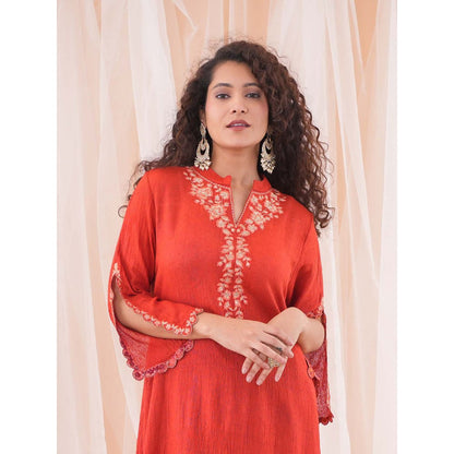 Farha Syed Red Dhoti (Set of 2)