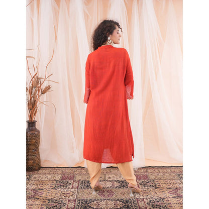 Farha Syed Red Dhoti (Set of 2)