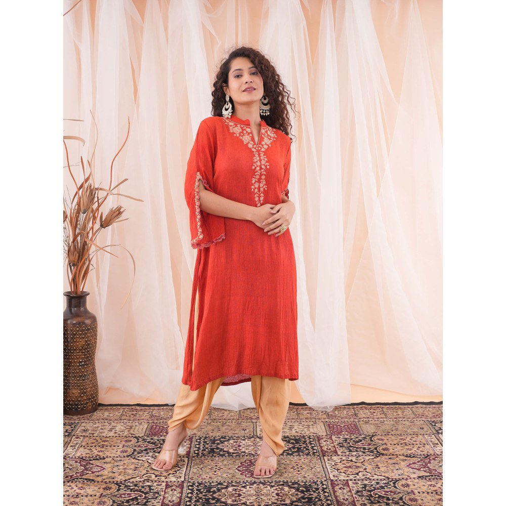 Farha Syed Red Dhoti (Set of 2)