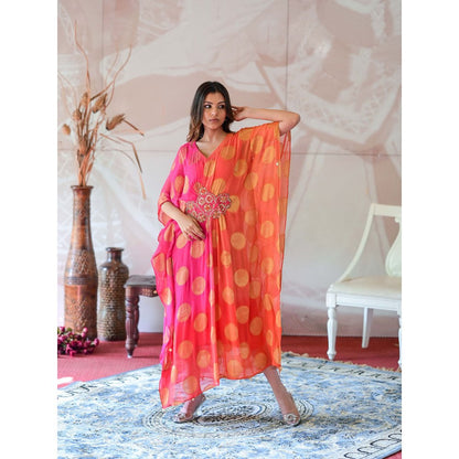Farha Syed Multi-Colour Kaftan with Separate Lining (Set of 2)