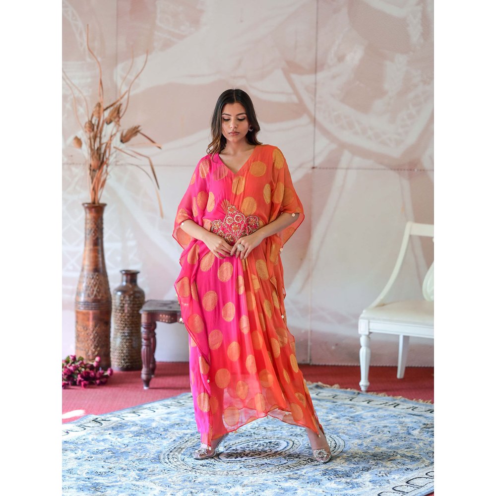 Farha Syed Multi-Colour Kaftan with Separate Lining (Set of 2)