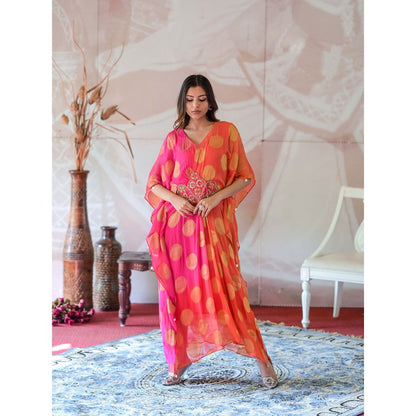 Farha Syed Multi-Colour Kaftan with Separate Lining (Set of 2)