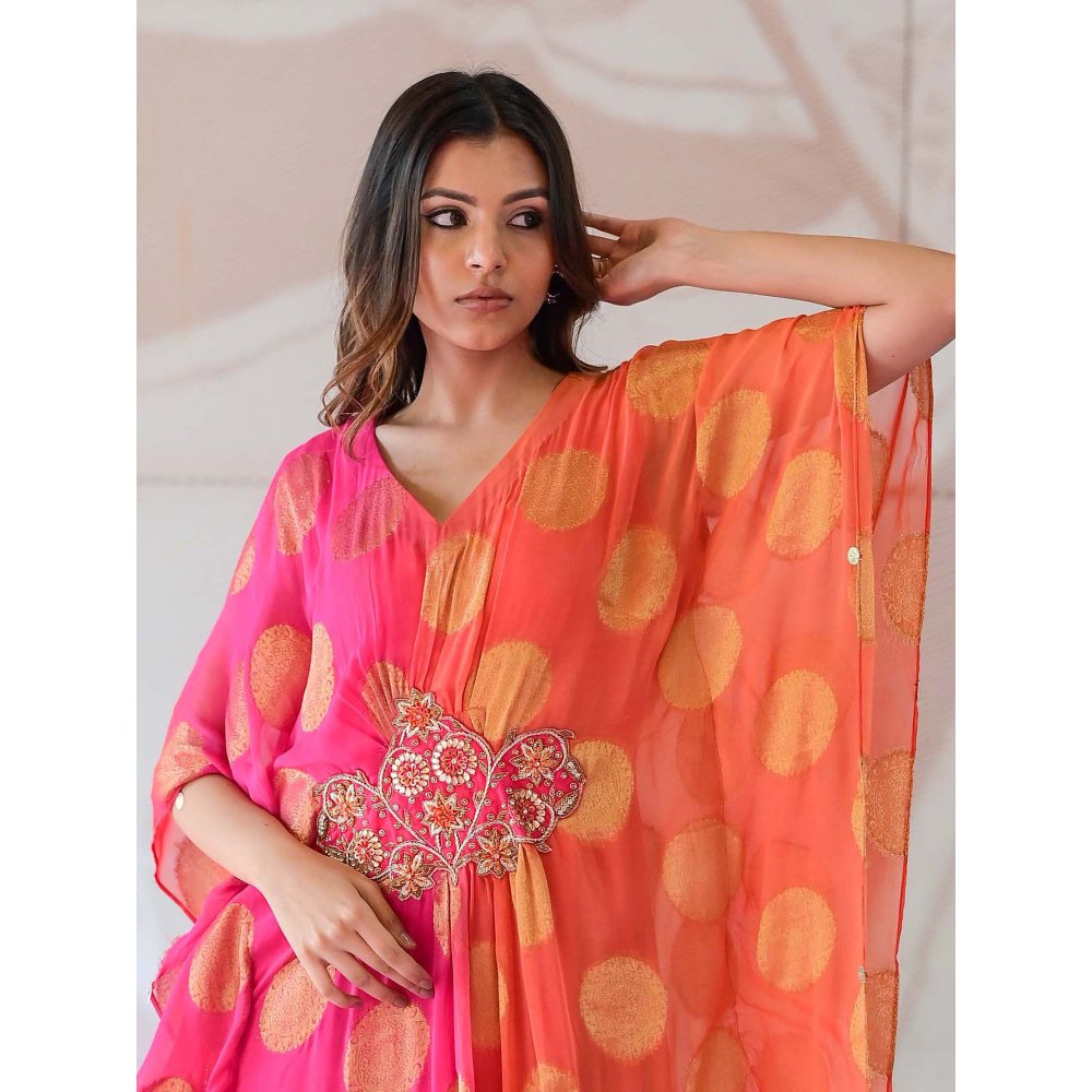 Farha Syed Multi-Colour Kaftan with Separate Lining (Set of 2)