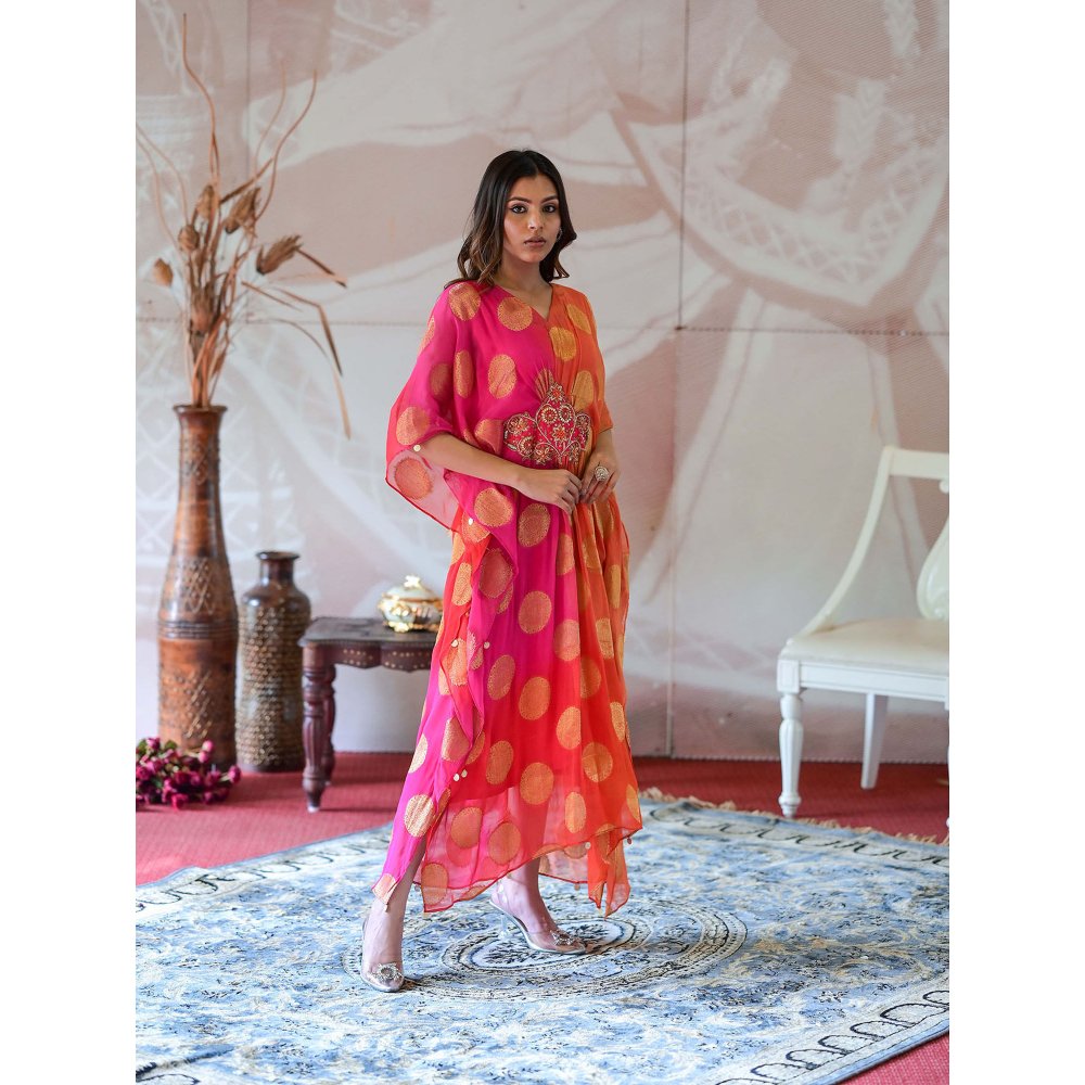 Farha Syed Multi-Colour Kaftan with Separate Lining (Set of 2)