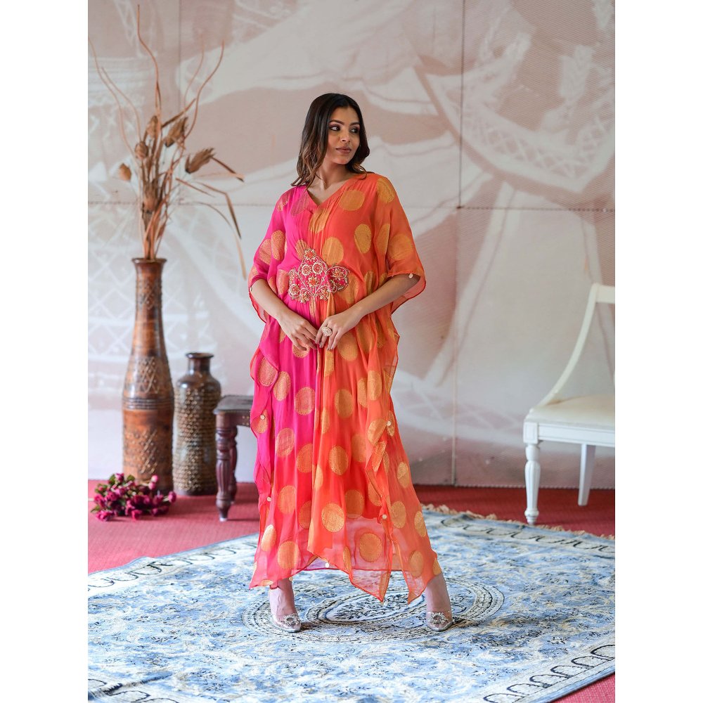Farha Syed Multi-Colour Kaftan with Separate Lining (Set of 2)