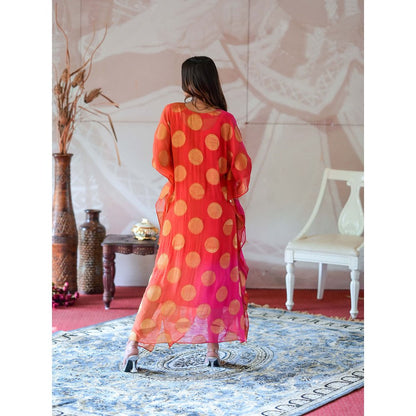 Farha Syed Multi-Colour Kaftan with Separate Lining (Set of 2)