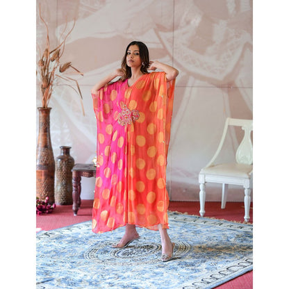Farha Syed Multi-Colour Kaftan with Separate Lining (Set of 2)