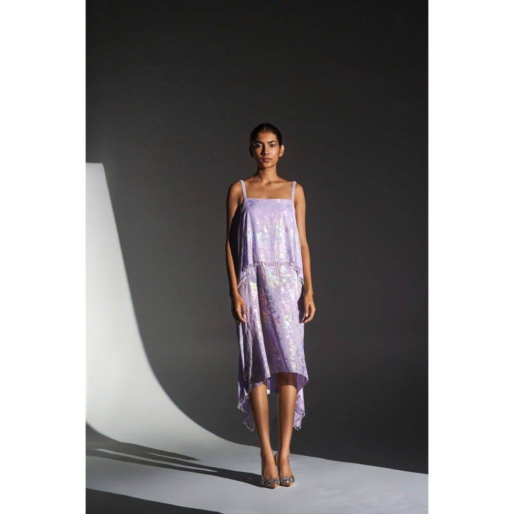 KANGANA TREHAN Lilac Metallic Jacquard Chandelier Dress