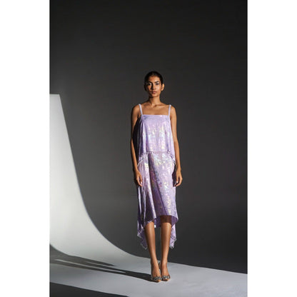 KANGANA TREHAN Lilac Metallic Jacquard Chandelier Dress