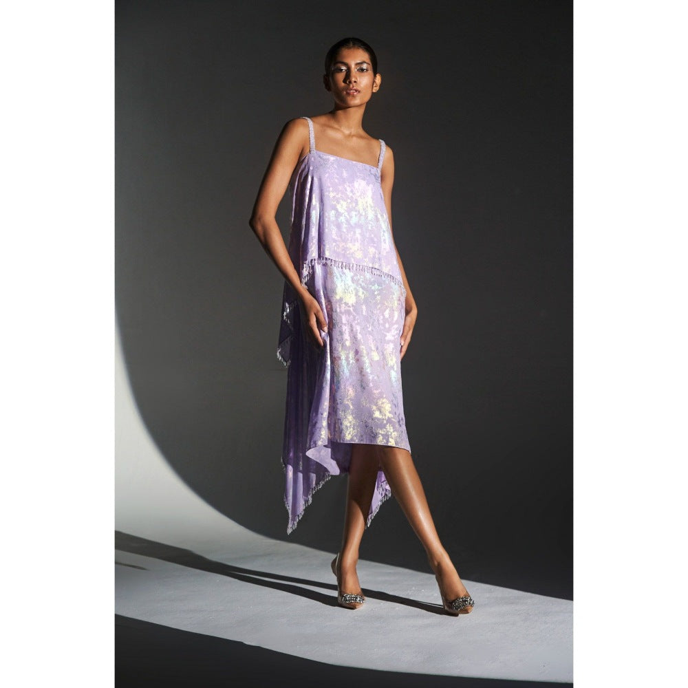 KANGANA TREHAN Lilac Metallic Jacquard Chandelier Dress